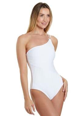 La Blanca Linea Costa One Shoulder Lace-Up One-Piece Swimsuit White